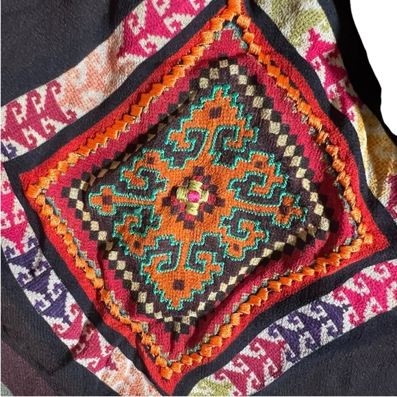 Anthropologie Tanvi Kedia Black Embroidered Bohemian A-Line Dress Size 2 - Picture 2 of 12